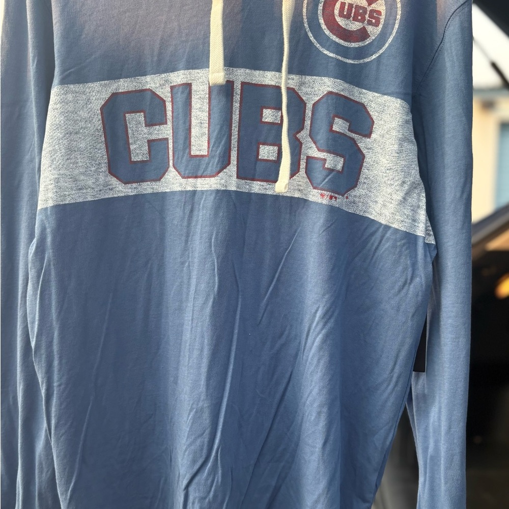 47 Brand Blue and Gray Cubs Men's Long Sleeve Hooded Shirt
